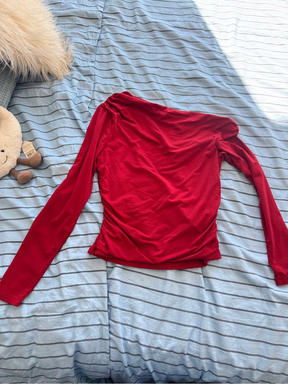 Abercrombie & Fitch One-Shoulder Long Sleeve Top - Red
